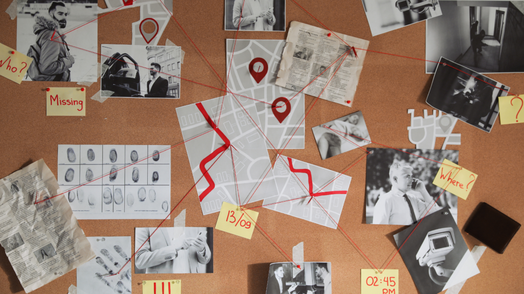 detective board, under license from Canva Pro